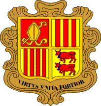 Escudo del Principado de Andorra Virtus Unita Fortior